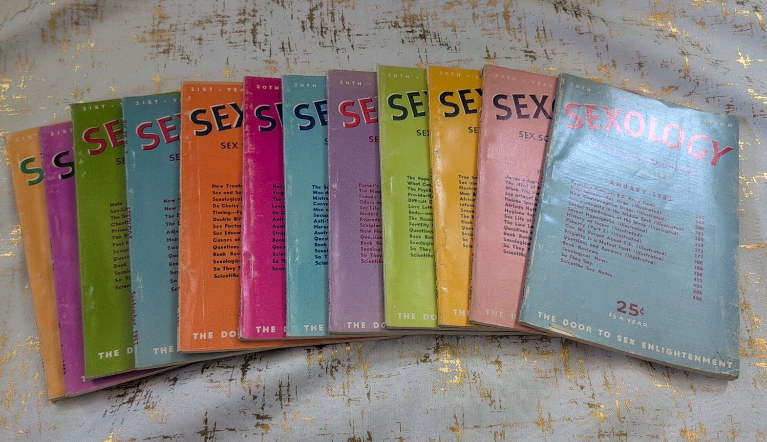 Lot Of 12 1953 Complete Year Sexology Science Magazines Booklets Sex Ed RARE