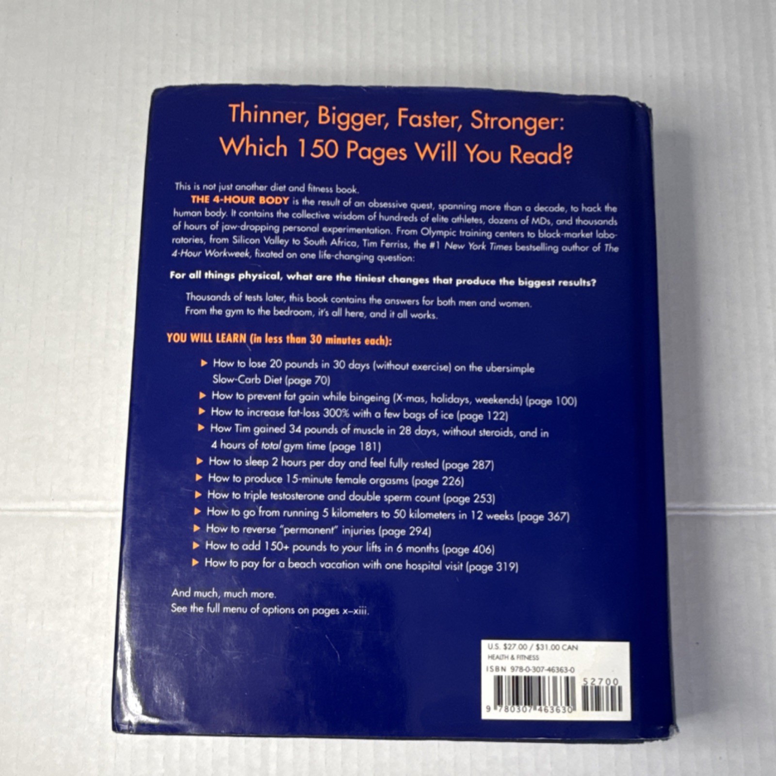 The 4-Hour Body by Timothy Ferriss Hardcover Guide Crown Archetype Weight Loss