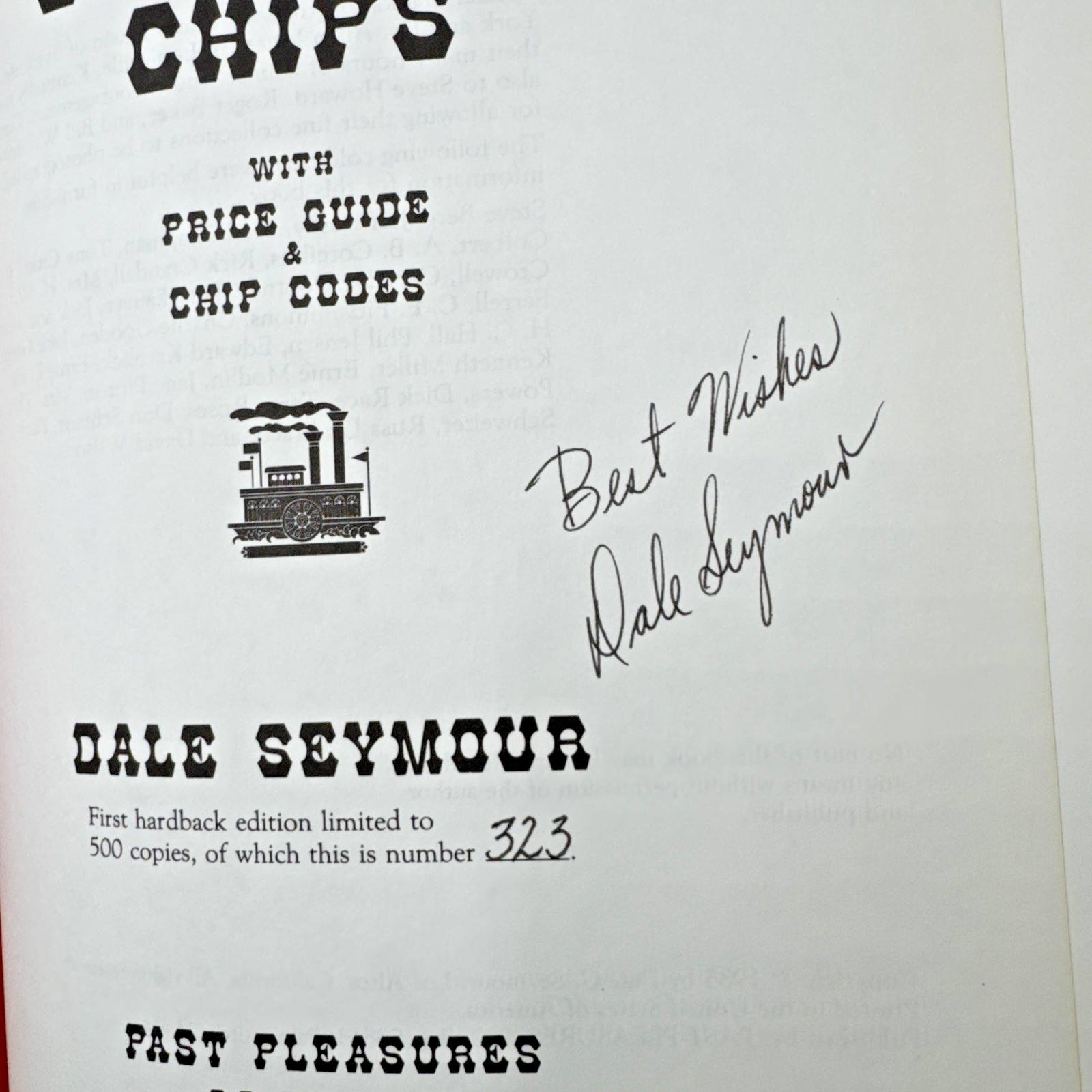 Antique Gambling Chips HC 1985 SIGNED Seymour 323/500 First Ed