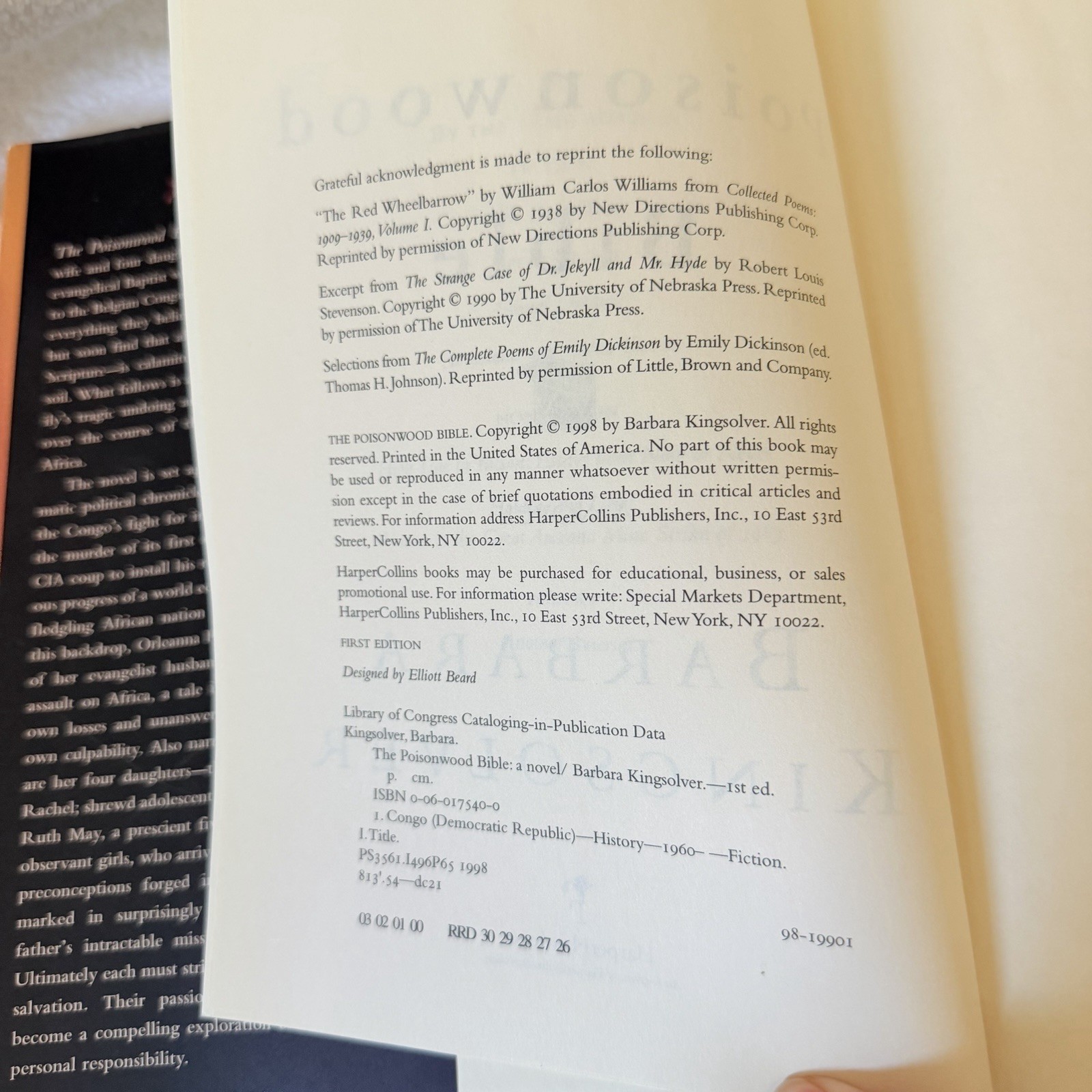 The Poisonwood Bible” by Barbara Kingsolver 1st Edition Hardcover Dust Jacket