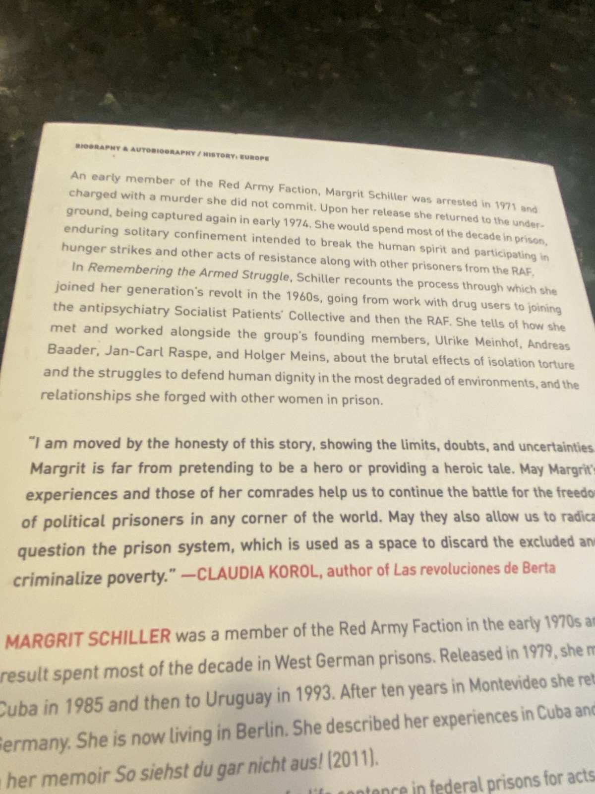 Remembering the Armed Struggle : My Time with the Red Army Faction by Margrit…