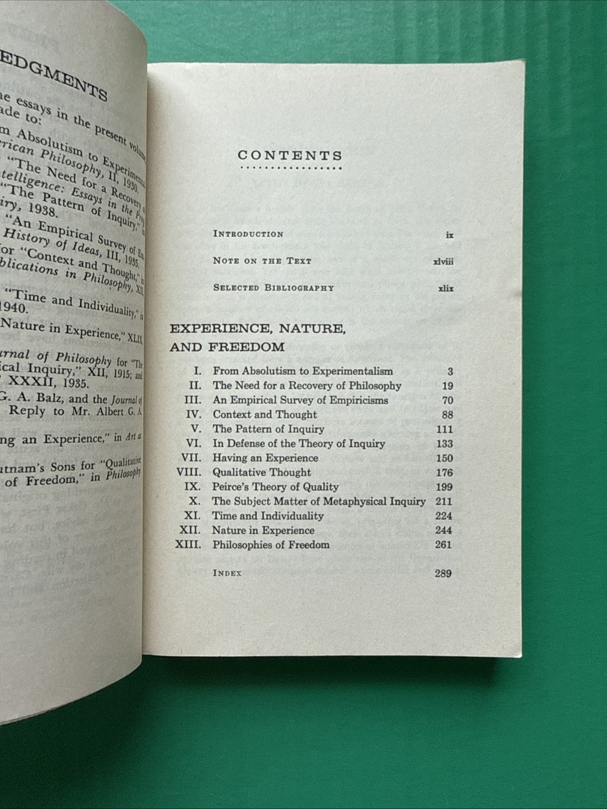 On Experience, Nature, & Freedom (1960) by John Dewey – Bobbs Merrill PB G+