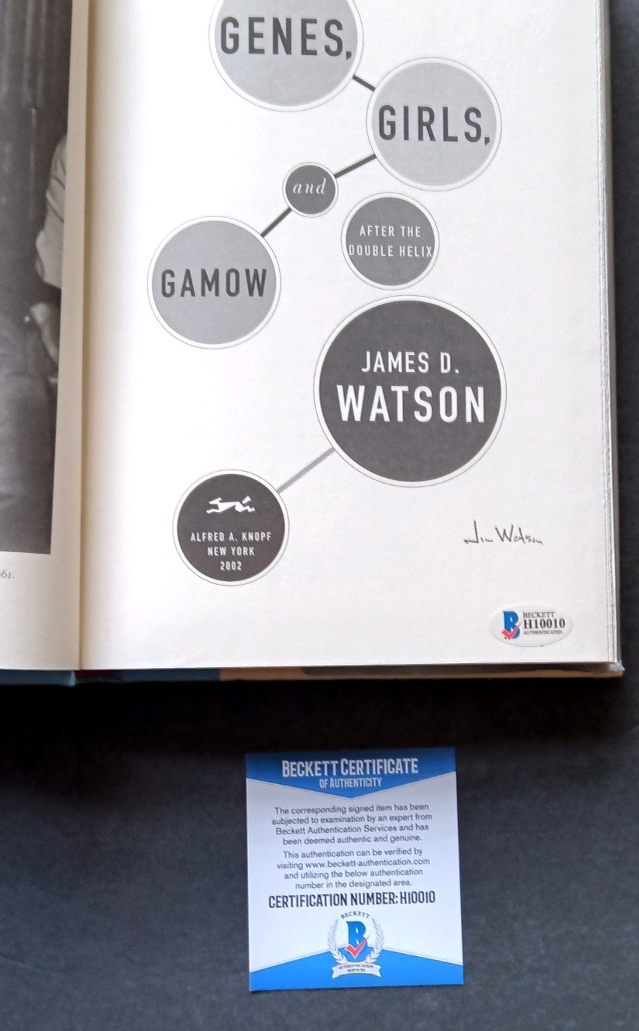 James D Watson SIGNED HBack Book Genes Girls and Gamow – BECKETT AUTHENTICATED