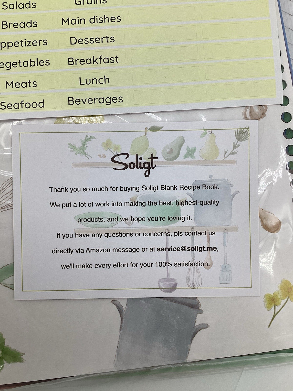 SOLIGT Blank Recipe Organizer Book Binder Double Sided Pages 240 Recipes W/Tabs