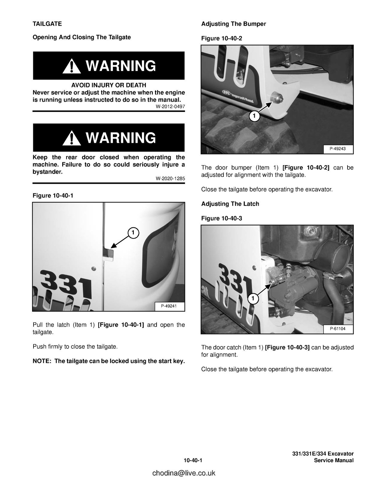 BOBCAT 331 331E 334 G Series Compact Excavator Service Manual , FOLDOUTS