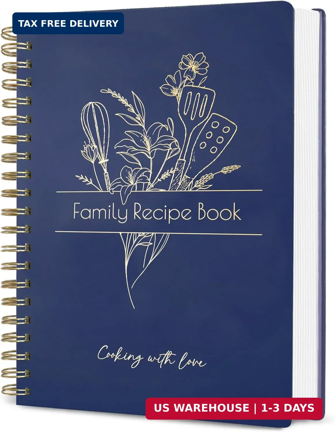 Recipe Book to Write in Your Own Recipes – Spiral Blank Cookbook 150 Pages Holds