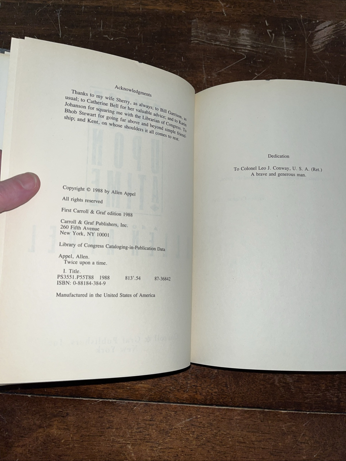 TWICE UPON A TIME By Allen Appel – Hardcover 1st Edition