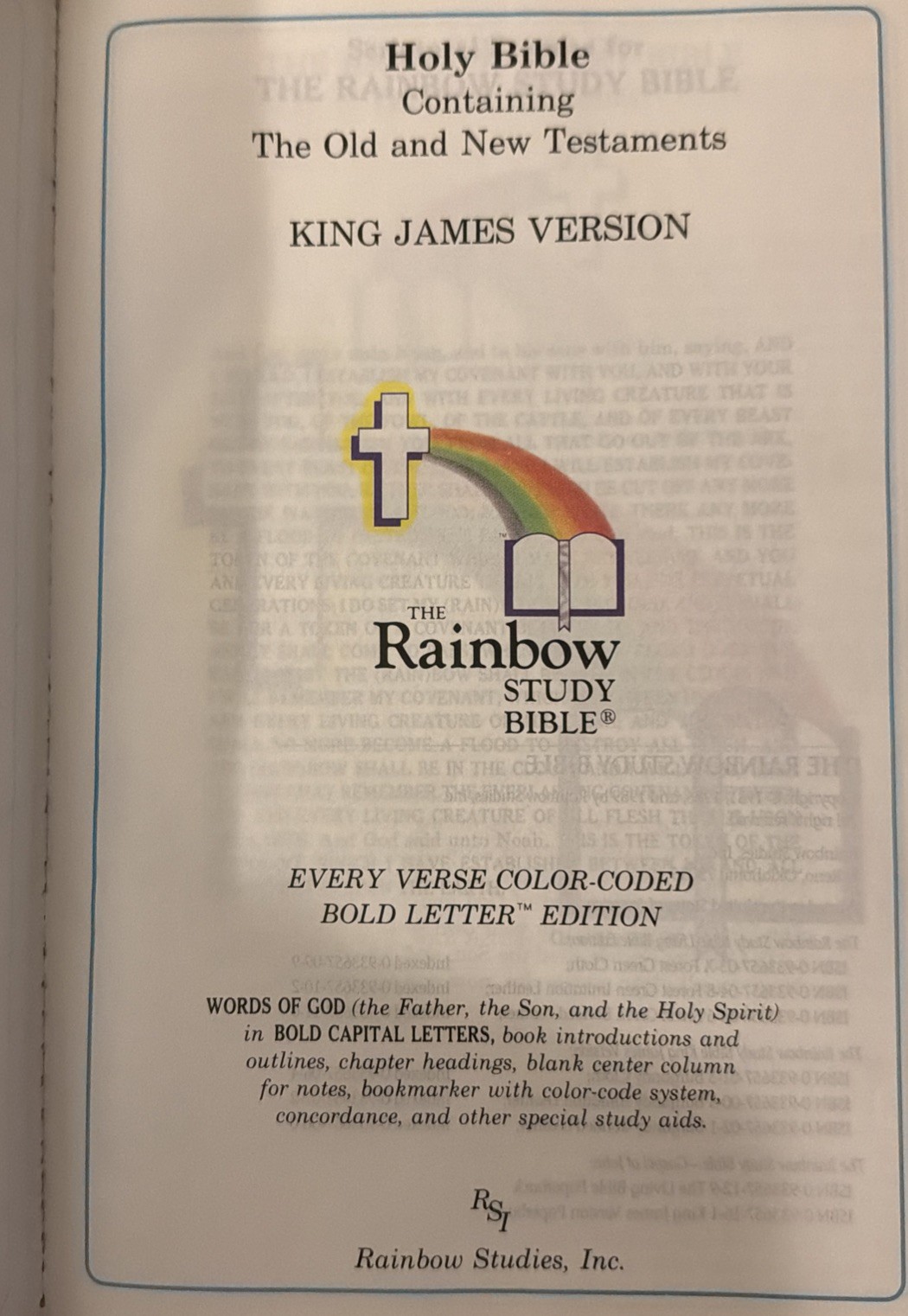 The Rainbow Study Bible, Bold Letter Edition – King James Version 1989 Burgundy
