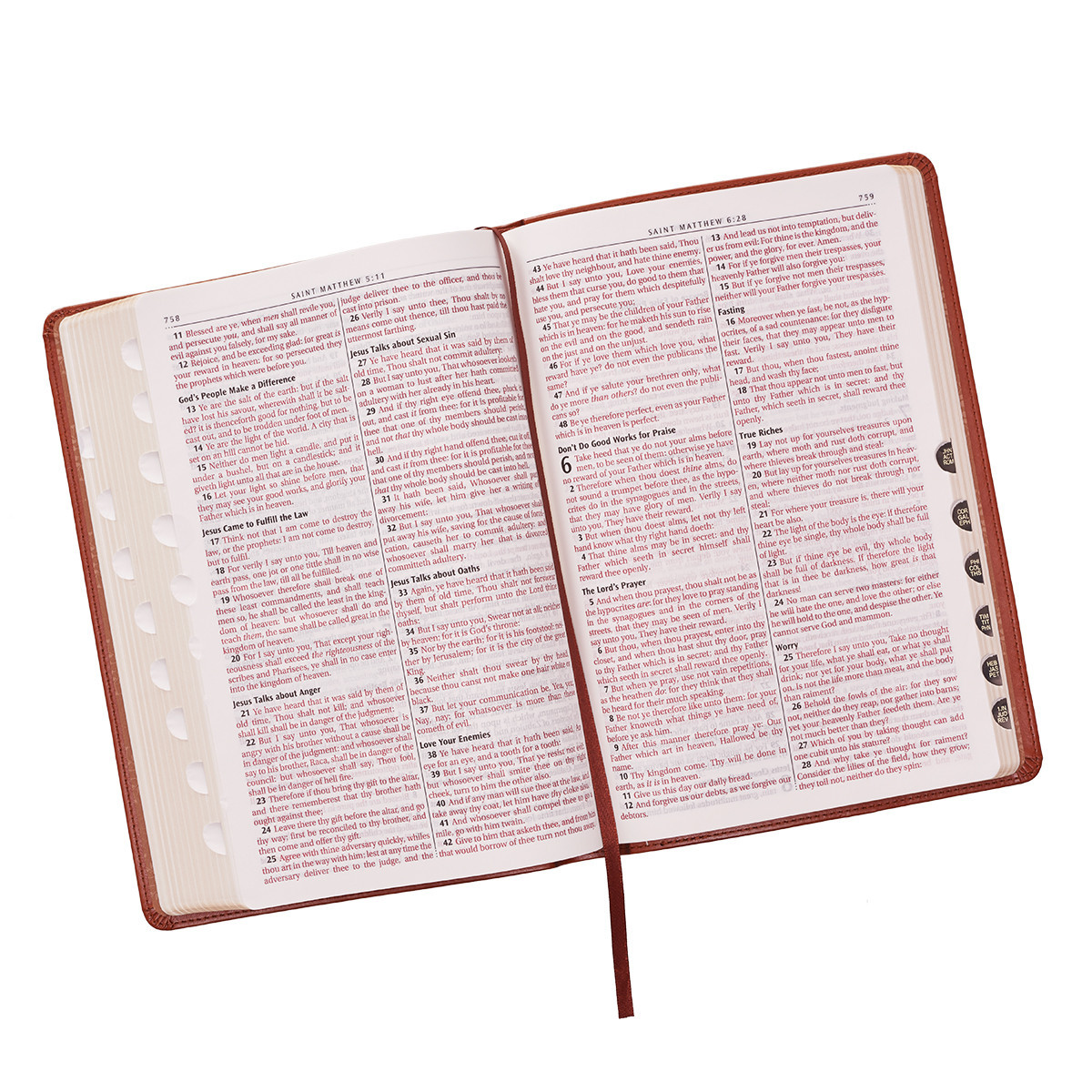 The Holy Bible King James Version LARGE PRINT Thumb Indexed Edition / TAN