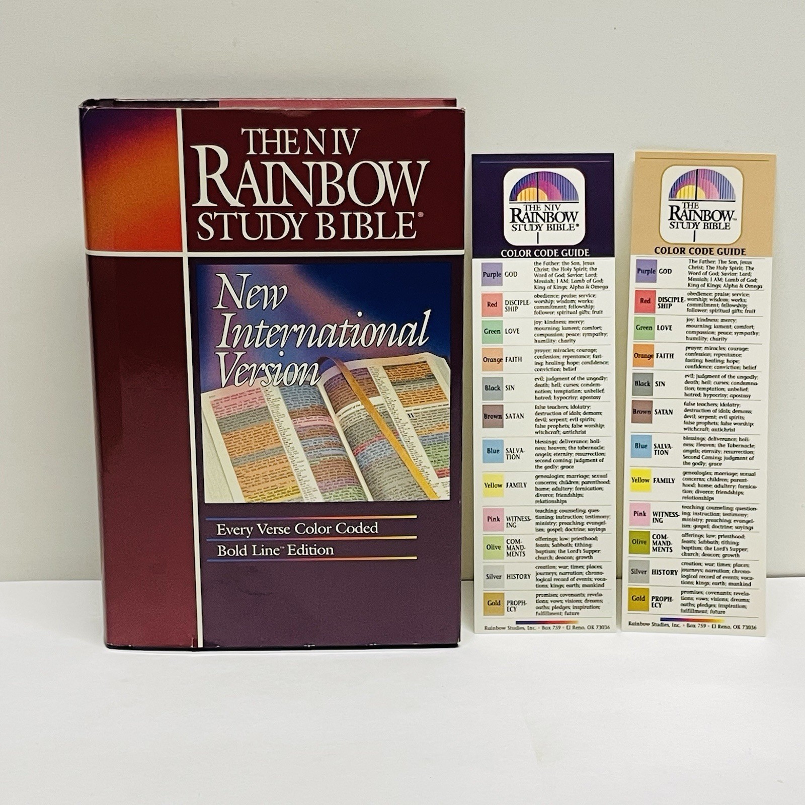 NIV Rainbow Study Bible New International Version Color Bold Line 1992 Hardcover