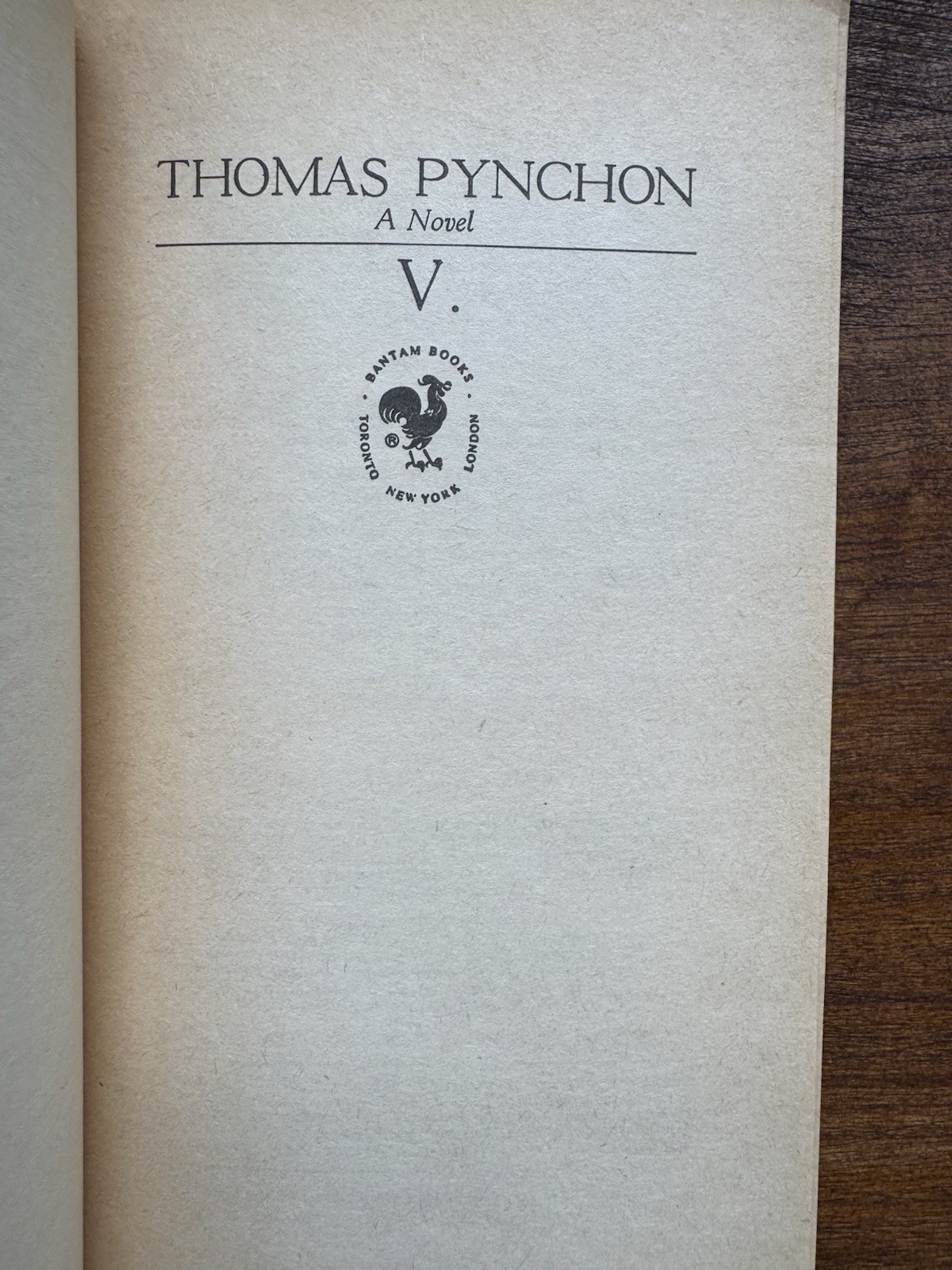 Thomas Pynchon V. Bantam Books Paperback 1963 Vintage Bantam Edition