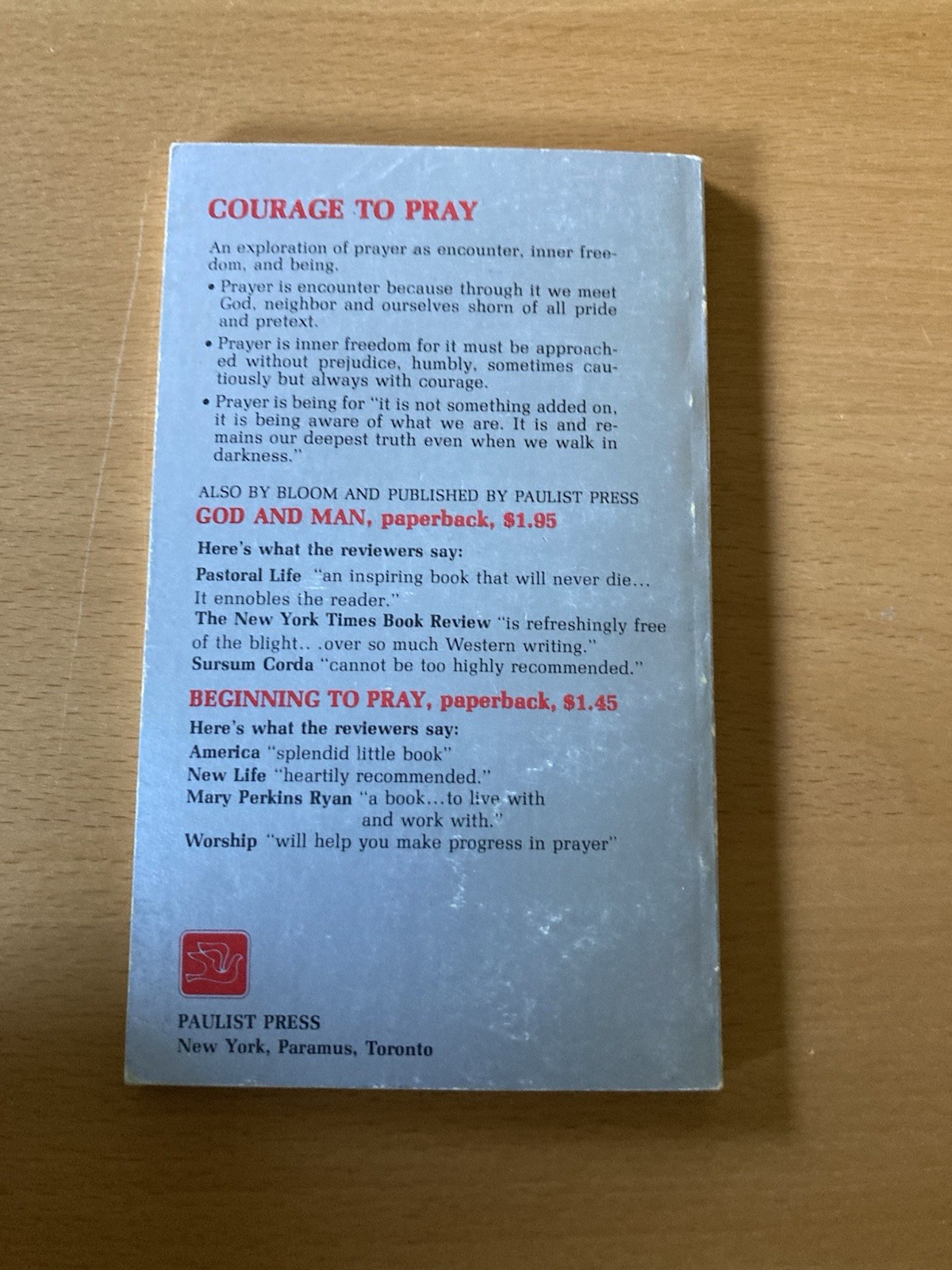 Courage to Pray – Anthony Bloom 1st Paperback Ed – Good, Paulist Press; 1973
