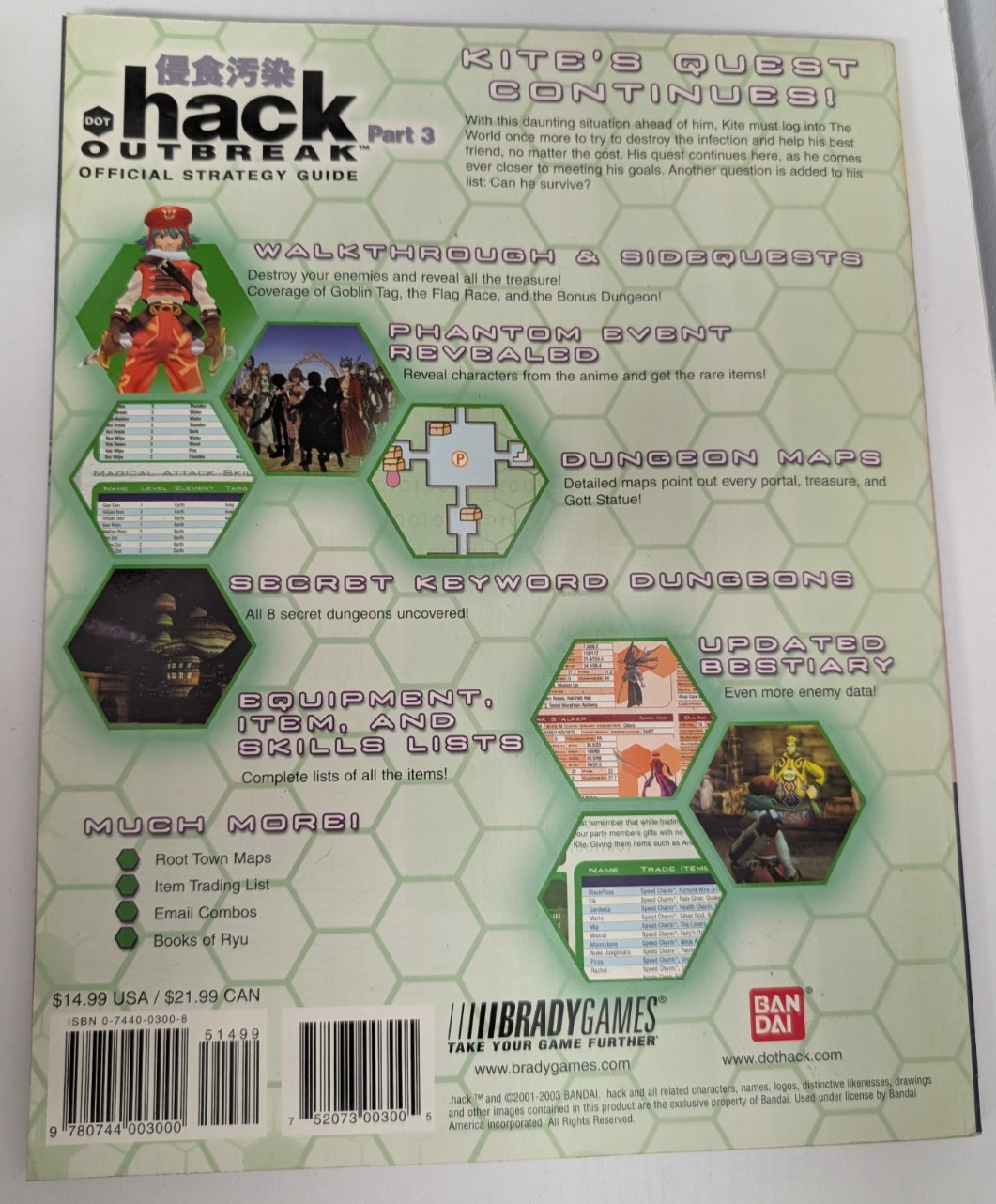 .Hack Dot Hack Outbreak Part 3 Bradygames Official Strategy Guide Bandai 2003