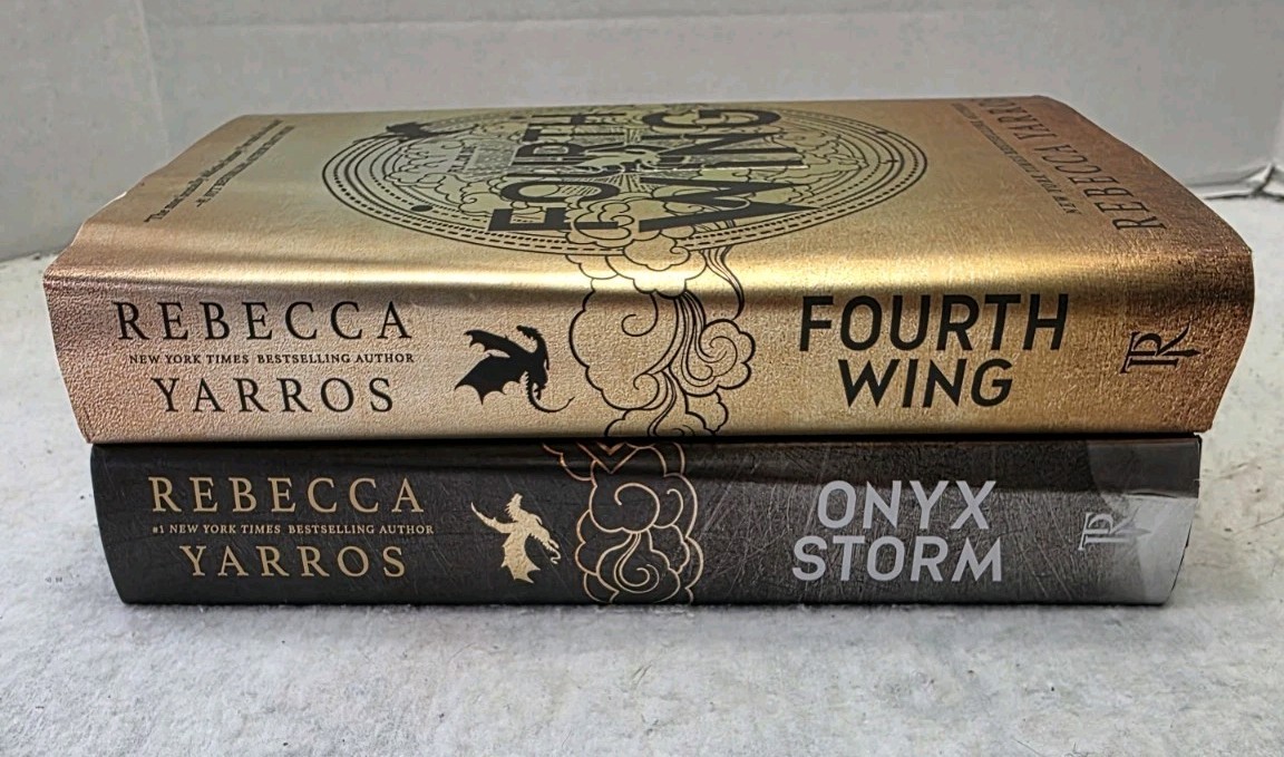 Fourth Wing & Onyx Storm Hardcover Sprayed Edges Book 1 & 3 Fourth Is 1st Ed