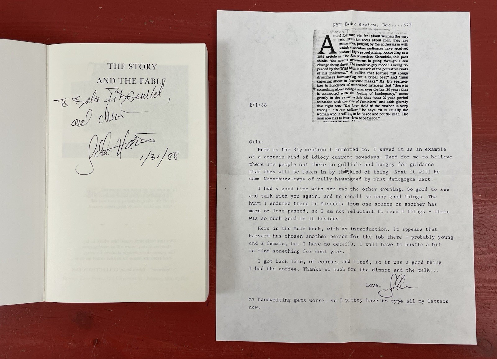 The Story and the Fable by Edwin Muir 1987 SIGNED by Poet John Haines w/Letter