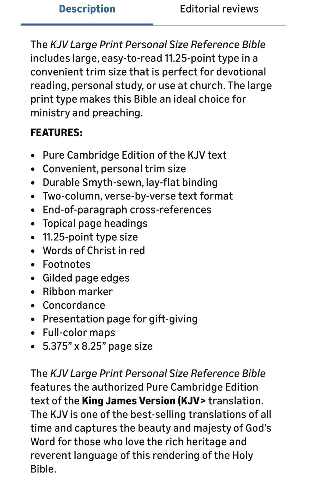 KJV MAGNETIC CLOSURE INDEXED LARGE PRINT(11.25pt) Black Leathrsft Personal Bible