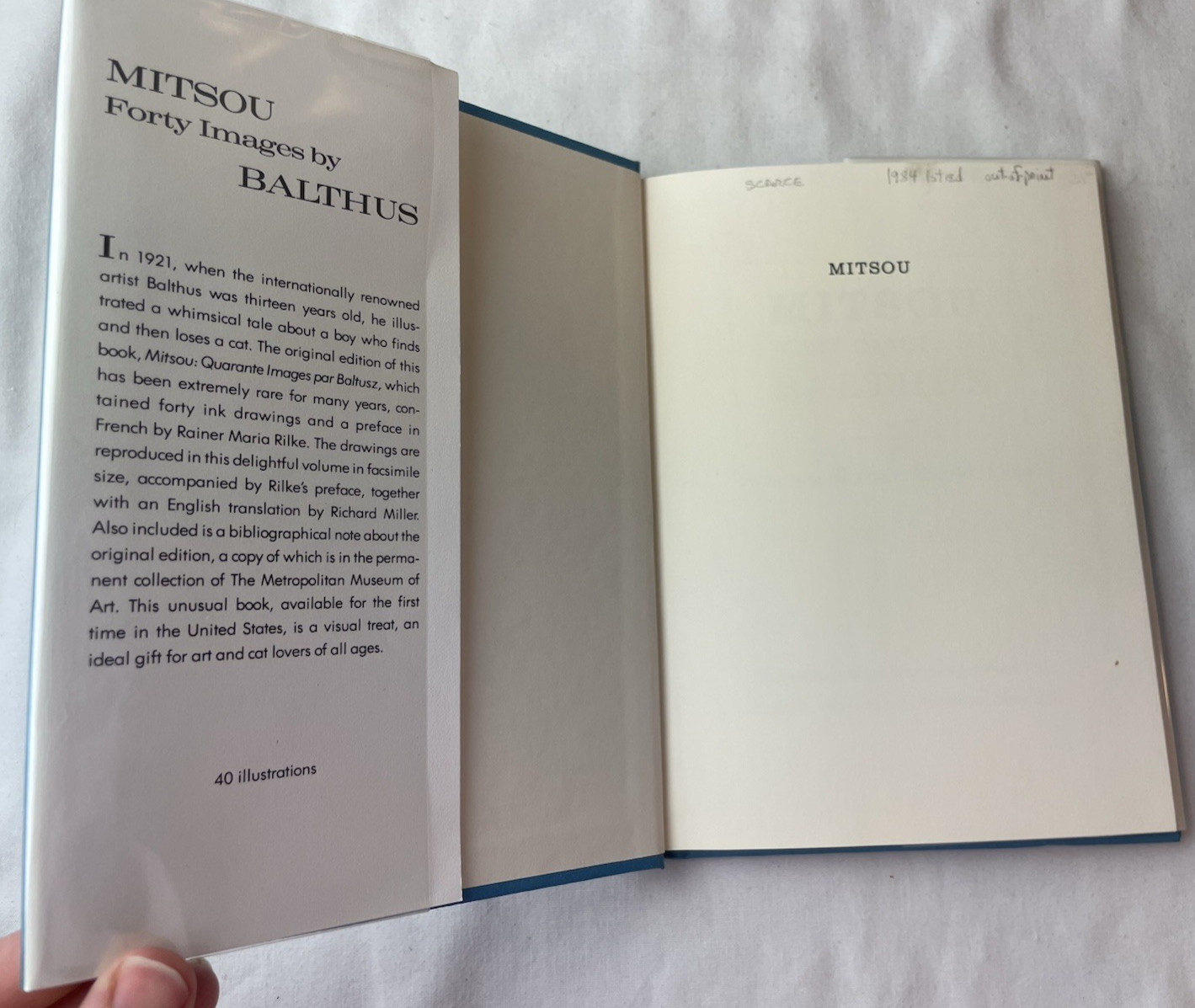 Mitsou: Forty Images by Balthus, HC DJ EXCELLENT