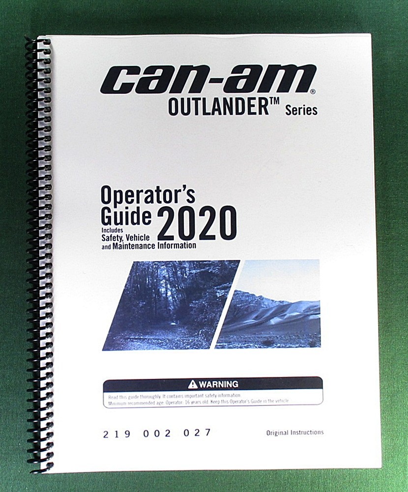 2020 Can-Am Outlander 1000R Owner’s Manual: 228 Pages & Protective Covers!