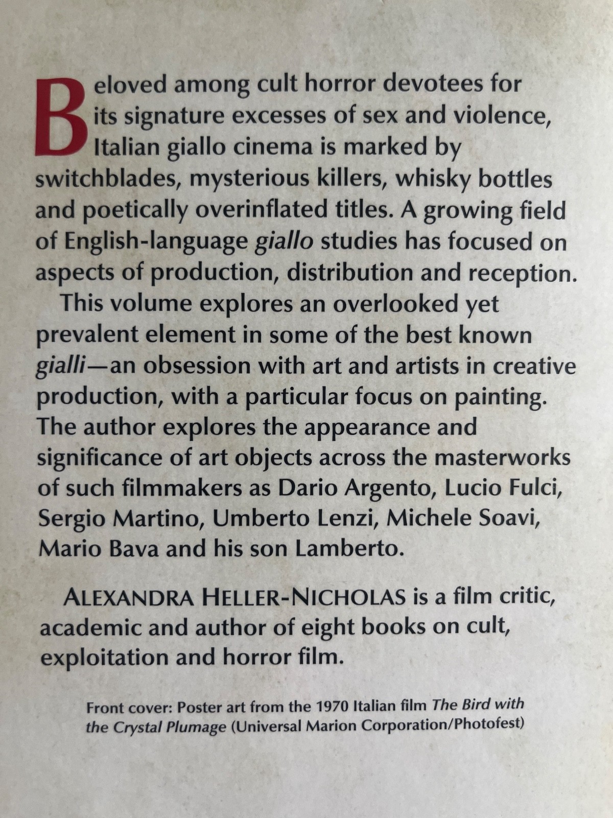 The Giallo Canvas Art Horror Cinema paperback