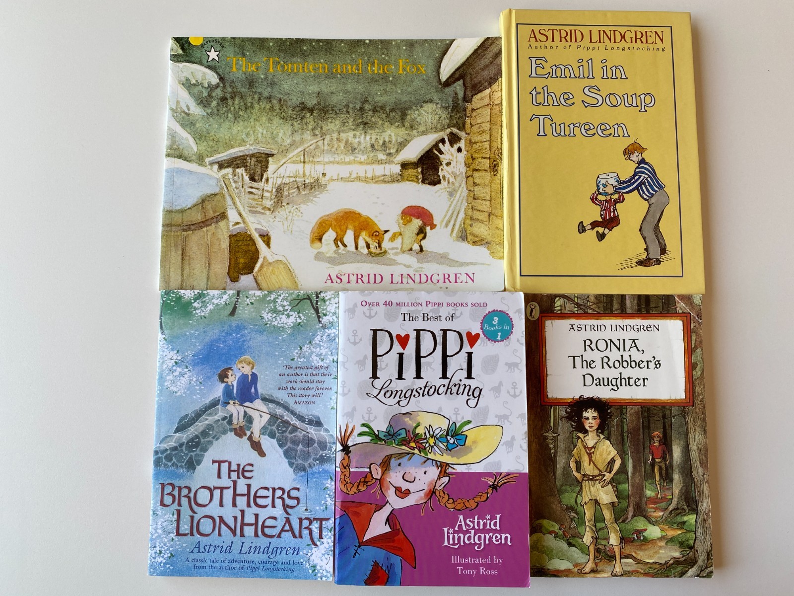 ASTRID LINDGREN LOT 5~Pippi~Emil Soup~Ronia~Brothers~Tomten Fox~Aboard~Sout Seas