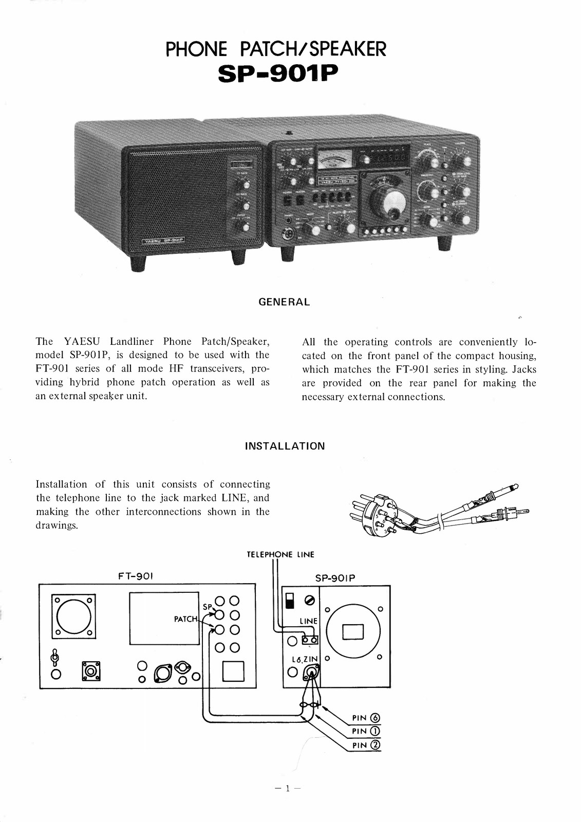 YAESU SP-901P Speaker User Manual – STEEL WIRE BOUND – PROTECTIVE COVERS