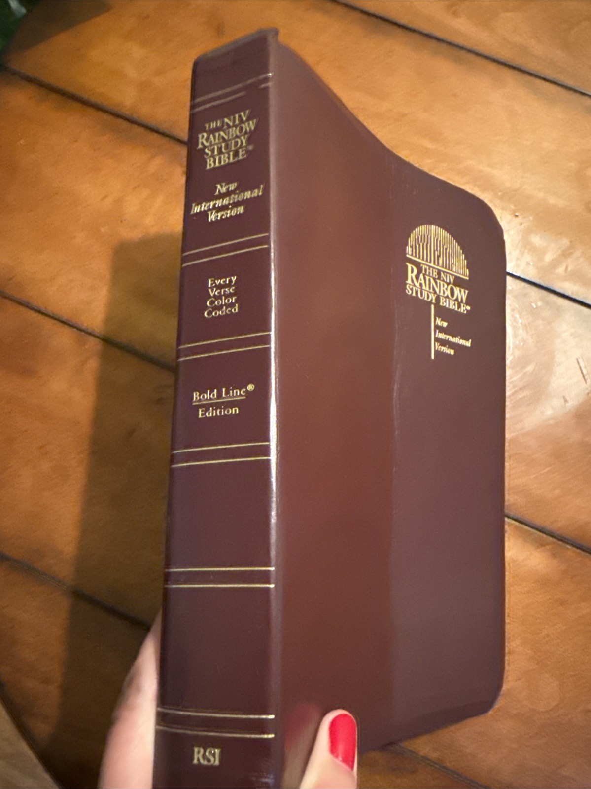 NIV Rainbow Study Bible Color Coded Bold Line 1992 Burgundy RSI Bonded Leather