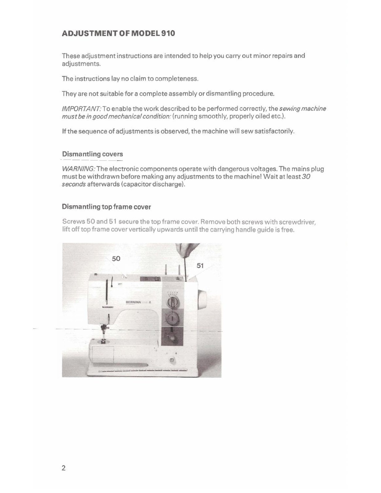 BERNINA Matic Model 910 Sewing Machine Service Manual HD SECURED – COVERING