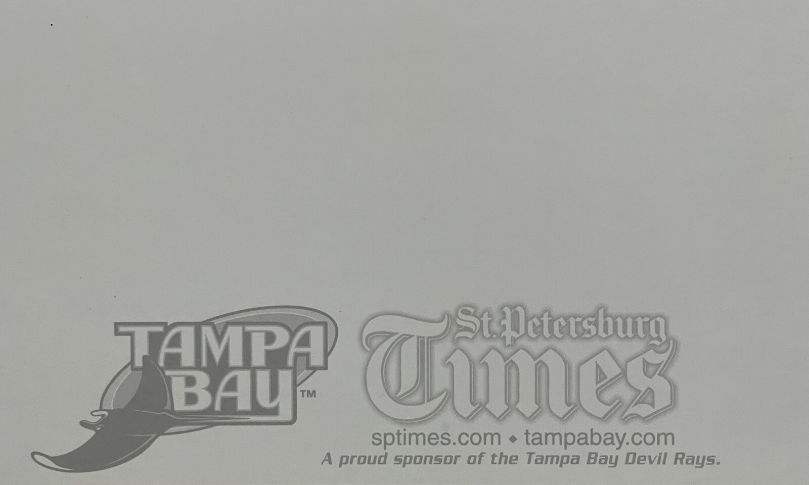 TAMPA BAY DEVIL GO RAYS MLB BASEBALL 11.25”X 8.75” FANFEST AUTOGRAPH CARD SIGN
