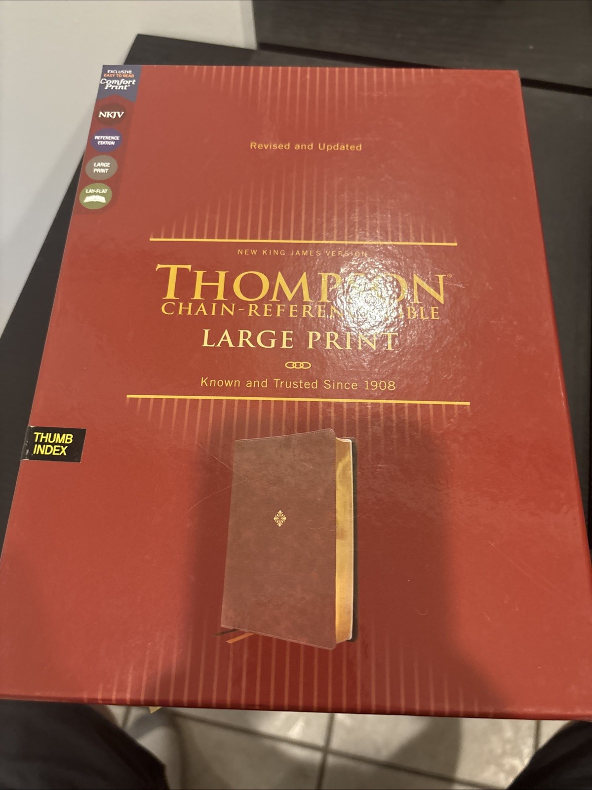 NKJV, Thompson Chain-Reference Bible, Large Print, Leathersoft, Brown.
