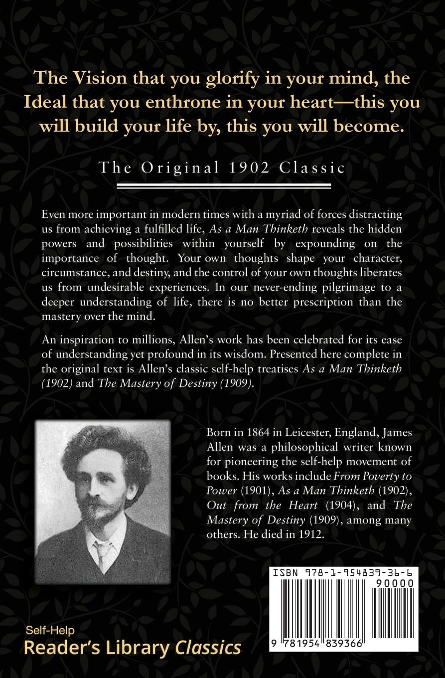 New As a Man Thinketh, 1902 Classic, Mastery of Destiny, Fast Shipping