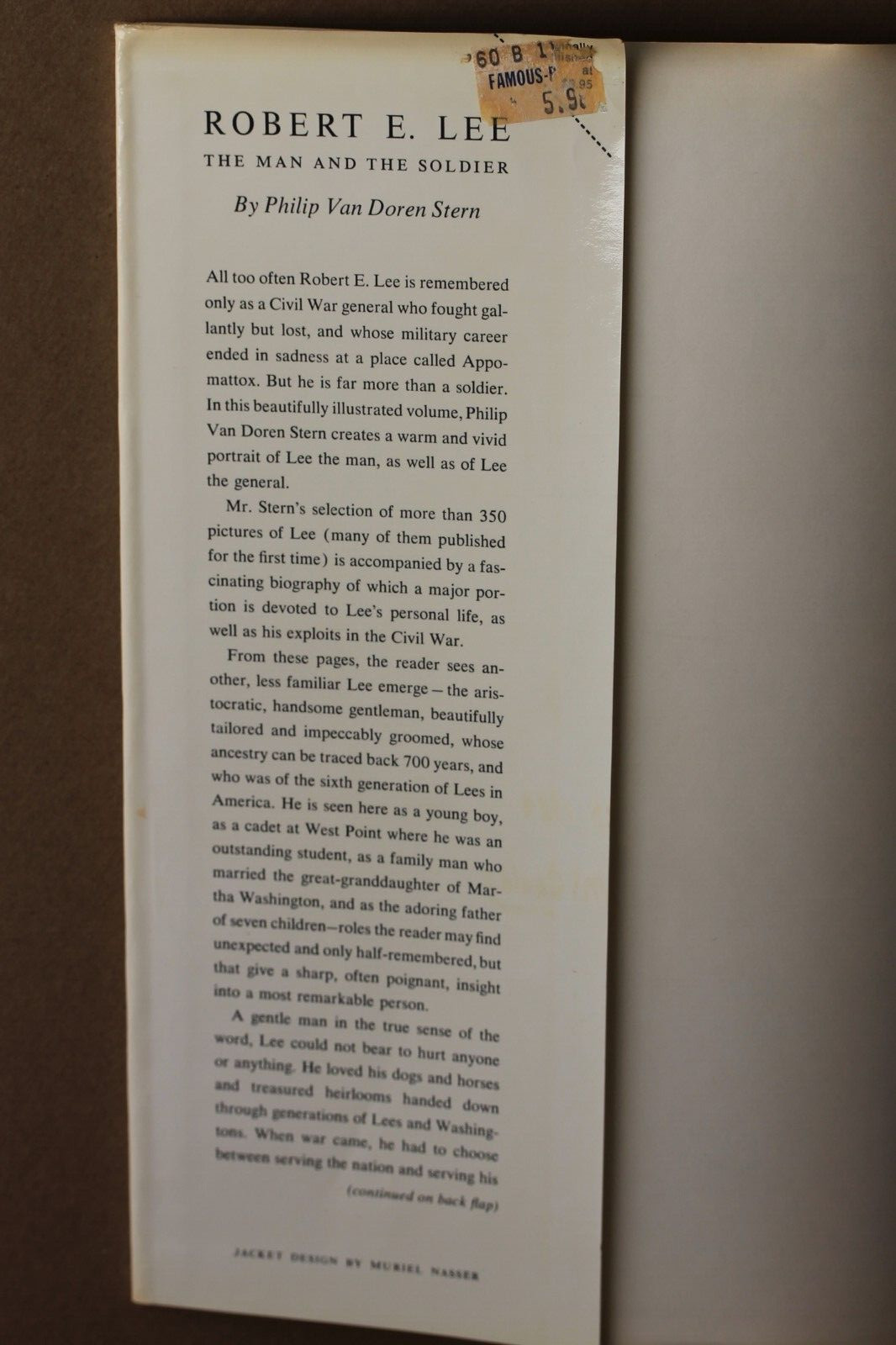 ROBERT E LEE: THE MAN AND THE SOLDIER, Philip Van Doren Stern, 1963, hc+dj