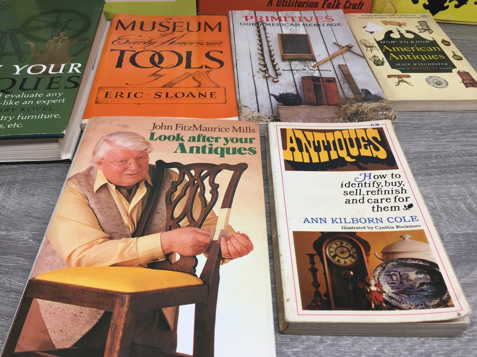 9 Antique Reference Books Eric Sloane Kovel Pottery Tools Kitchen Collectibles