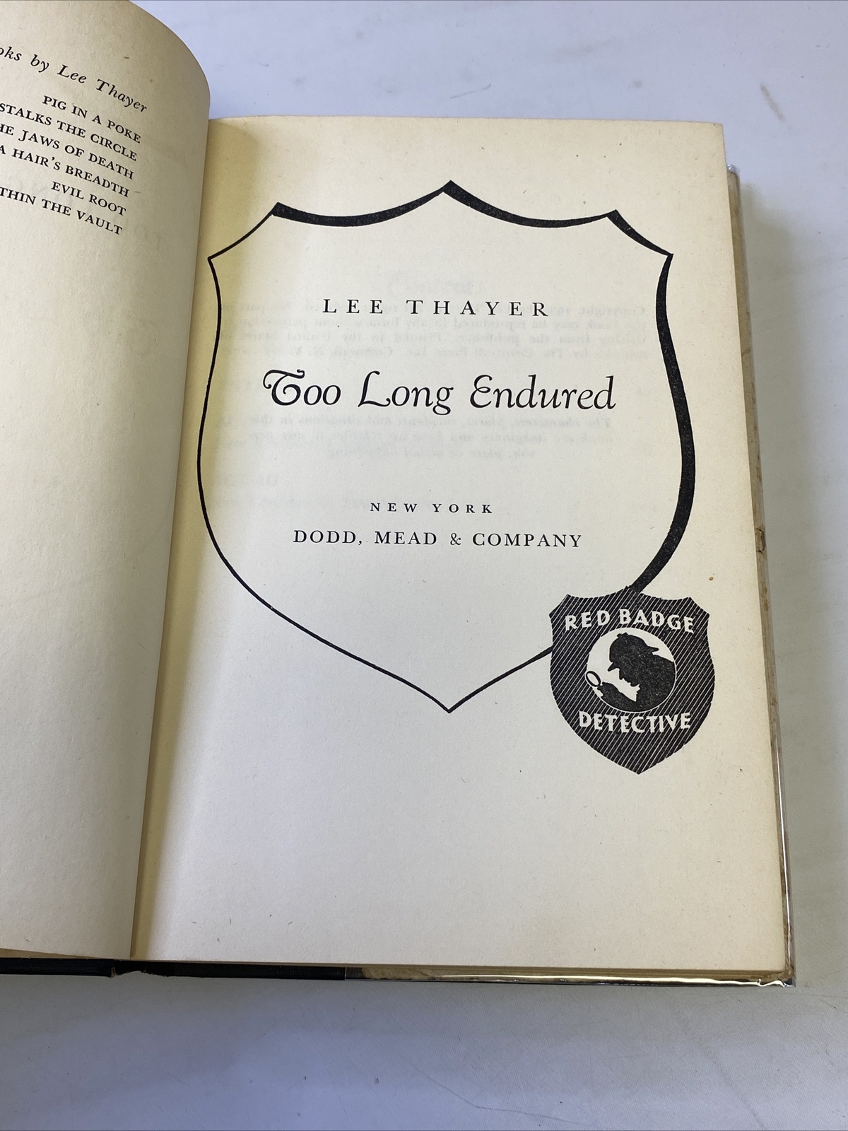 Too Long Endured By Lee Thayer Dodd Mead And Company 1950
