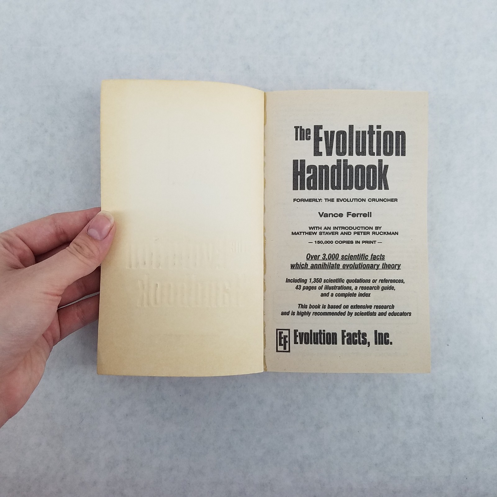 The Evolution Handbook by Vance Ferrell 2001 Mass Market Paperback VERY GOOD
