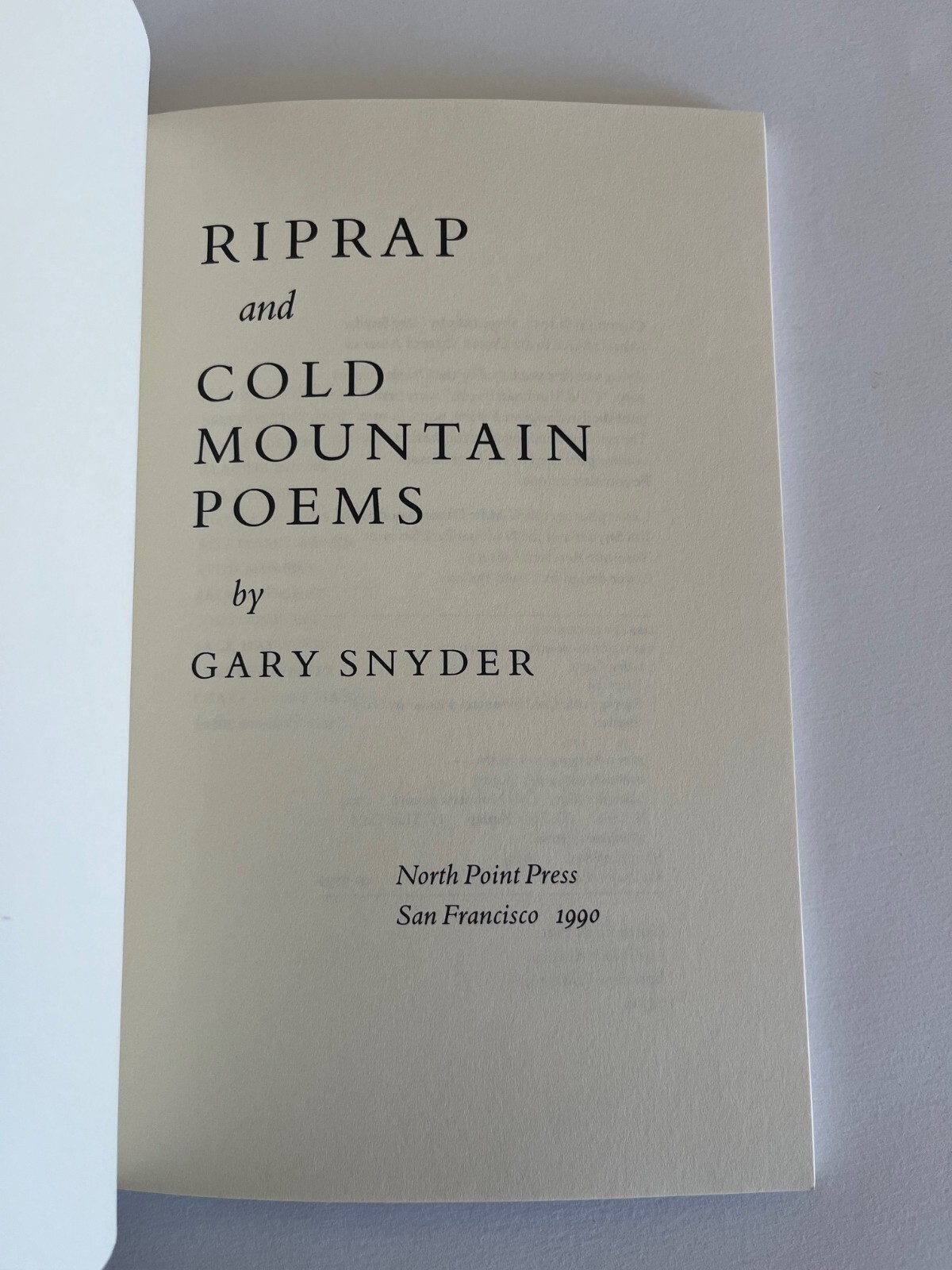 Gary SNYDER / RIPRAP And Cold Mountain Poems – North Point Press, San Francisco