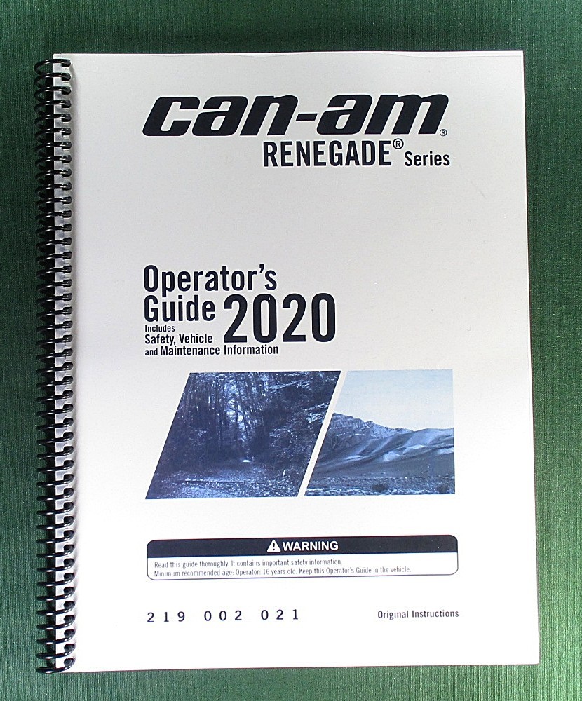 2020 Can-Am Renegade 1000R Owner’s Manual: 196 Pages & Protective Covers!