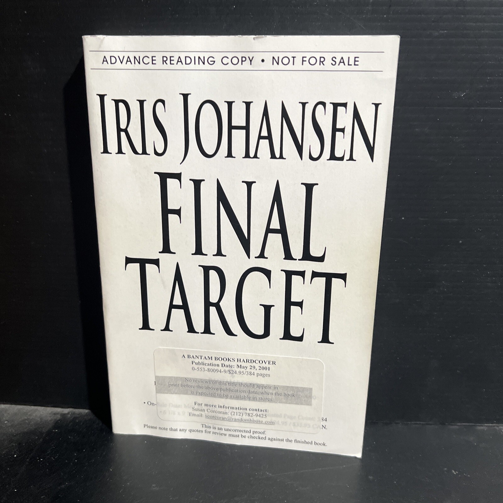 Advance Reading Copy Uncorrected Proof Final Target Iris Johansen Trade PB 2001