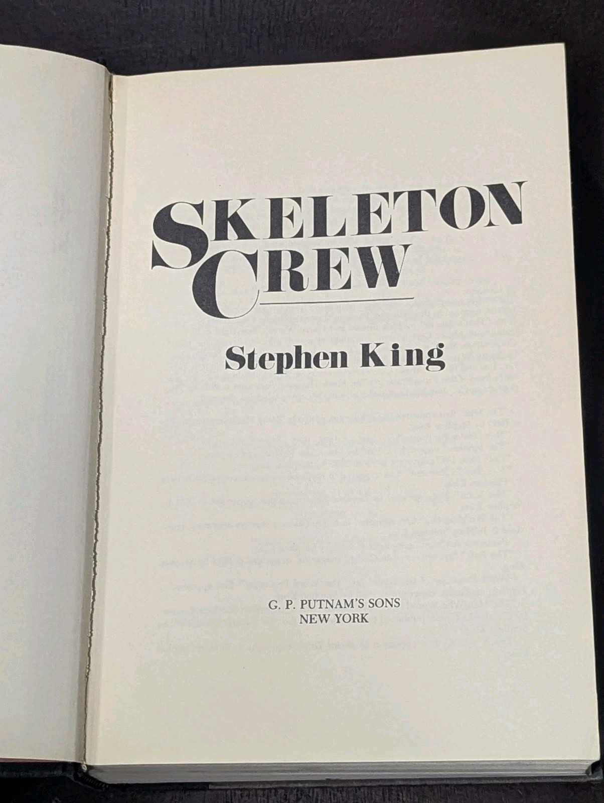 Stephen King Skeleton Crew 1st/1st HCDJ Putnam 1985 Vintage Horror Mylar
