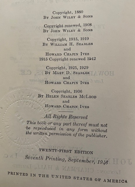 Field Engineering Text Tables Searles & Ives 1946