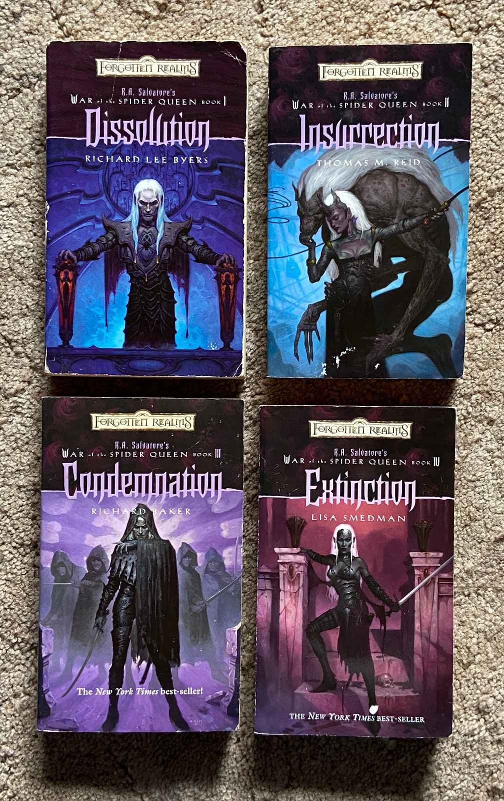 FORGOTTEN REALMS War of The Spider Queen #1-4, 4 book lot R.A. Salvatore PB