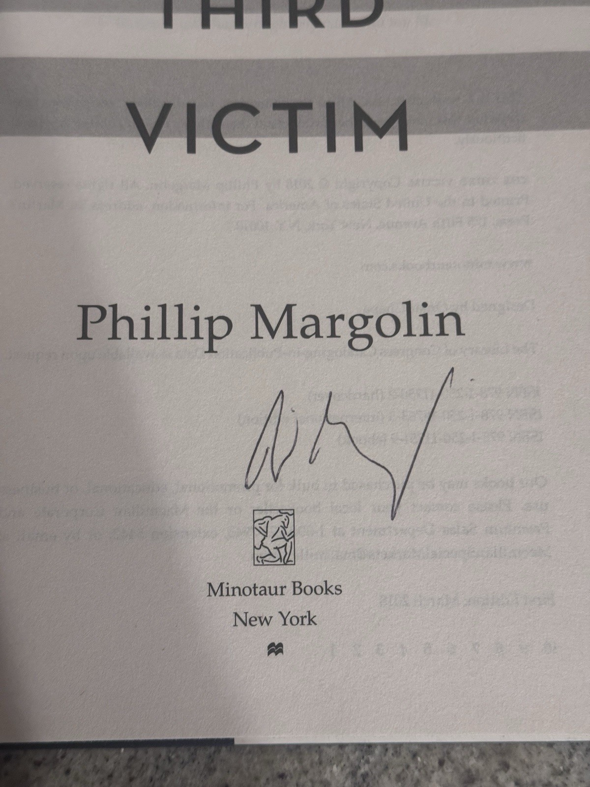 The Third Victim By Phillip Margolin Signed First Edtion Book
