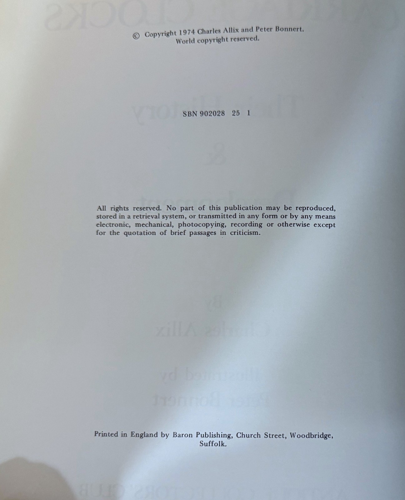 CARRIAGE CLOCKS: THEIR HISTORY AND DEVELOPMENT – BY CHARLES ALLIX – 1974 HC