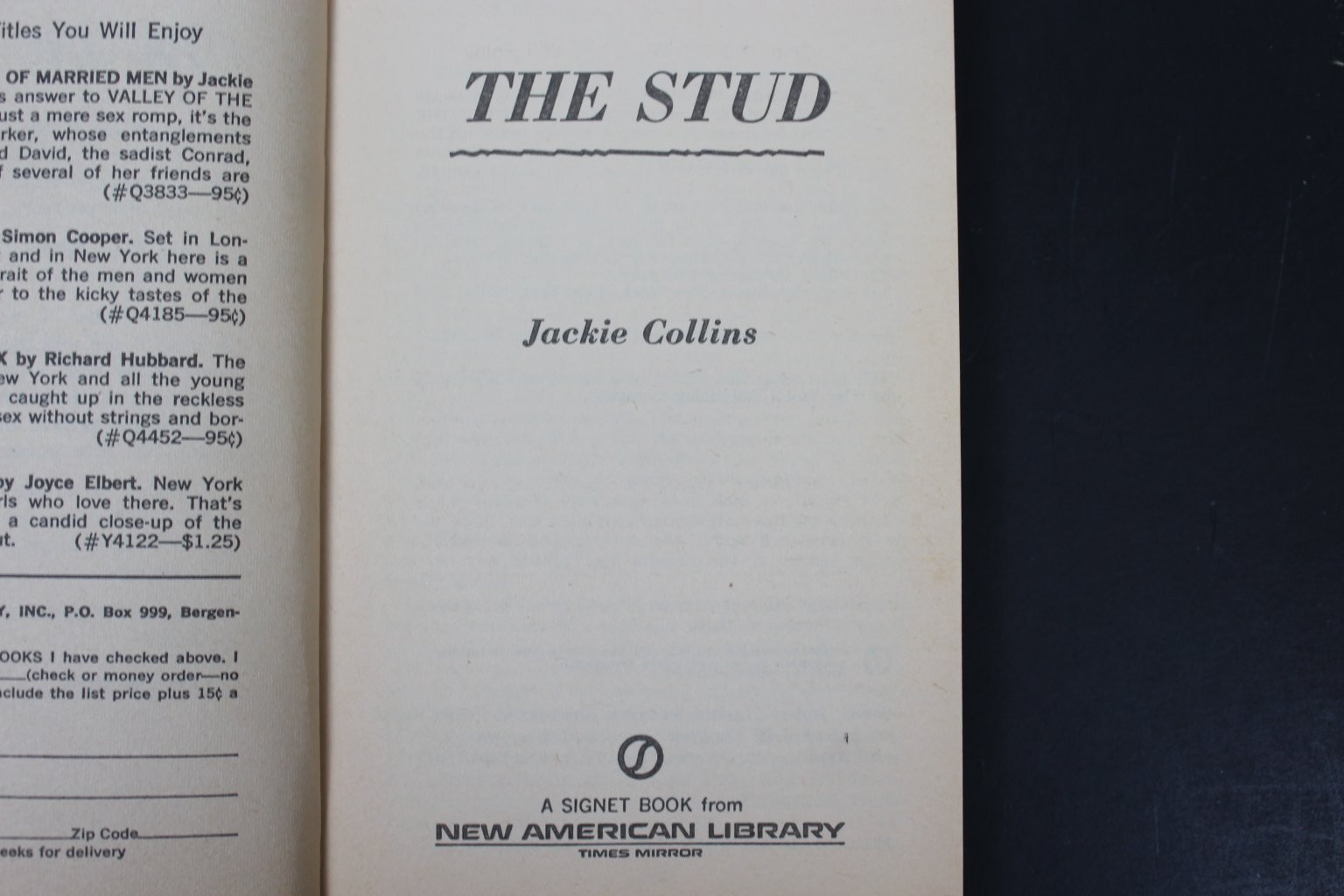 The Stud Jackie Collins 1971 First Printing Signet New American Library PB