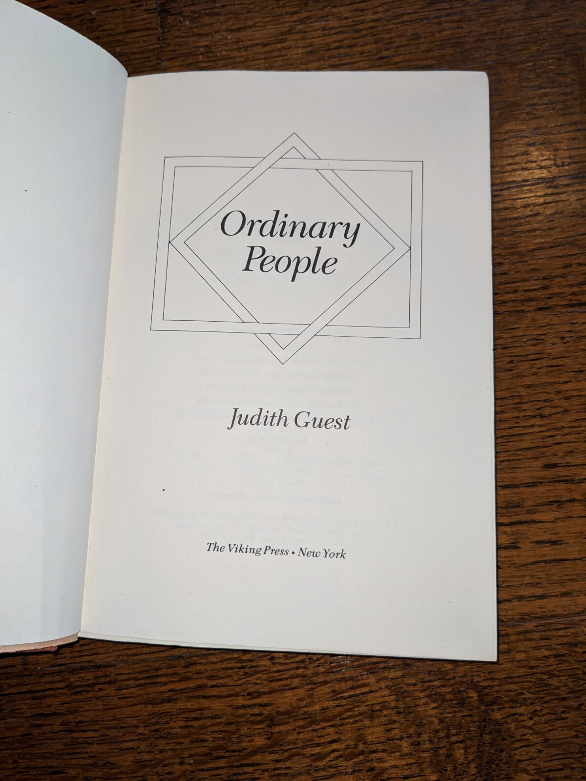 Ordinary People by Judith Guest (1976 HC) 2nd Printing Before Publication