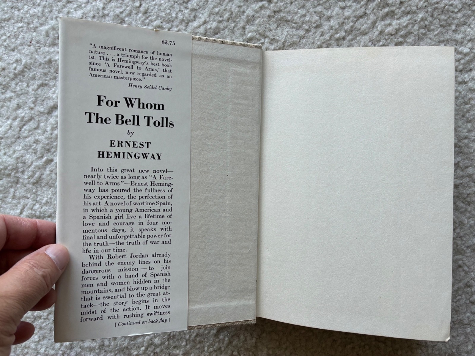 First Edition Library Ernest Hemingway “For Whom the Bell Tolls” Hardcover HC