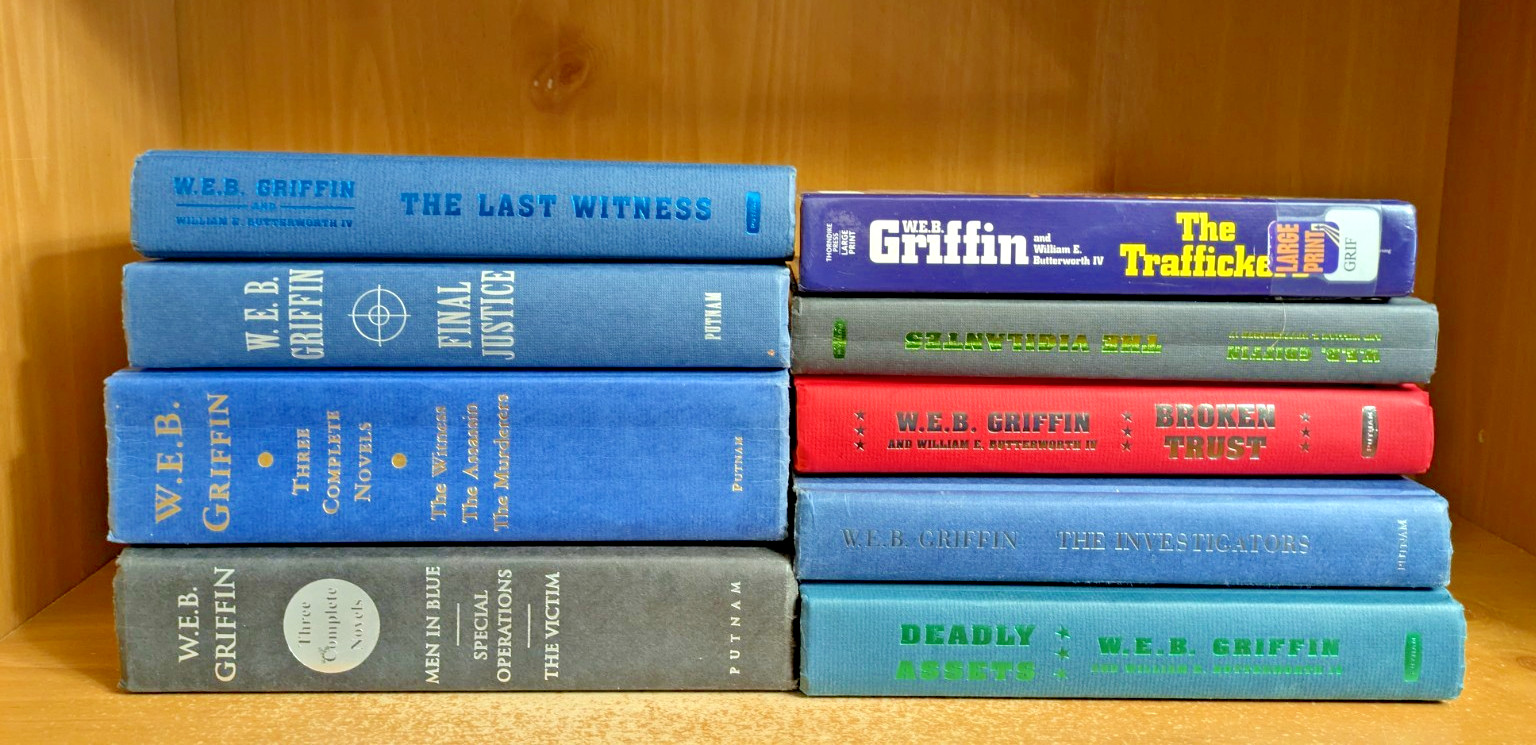 W.E.B. Griffin – Complete Series Lot Badge of Honor #1-13 in 9 HC 1 ex-lib GC
