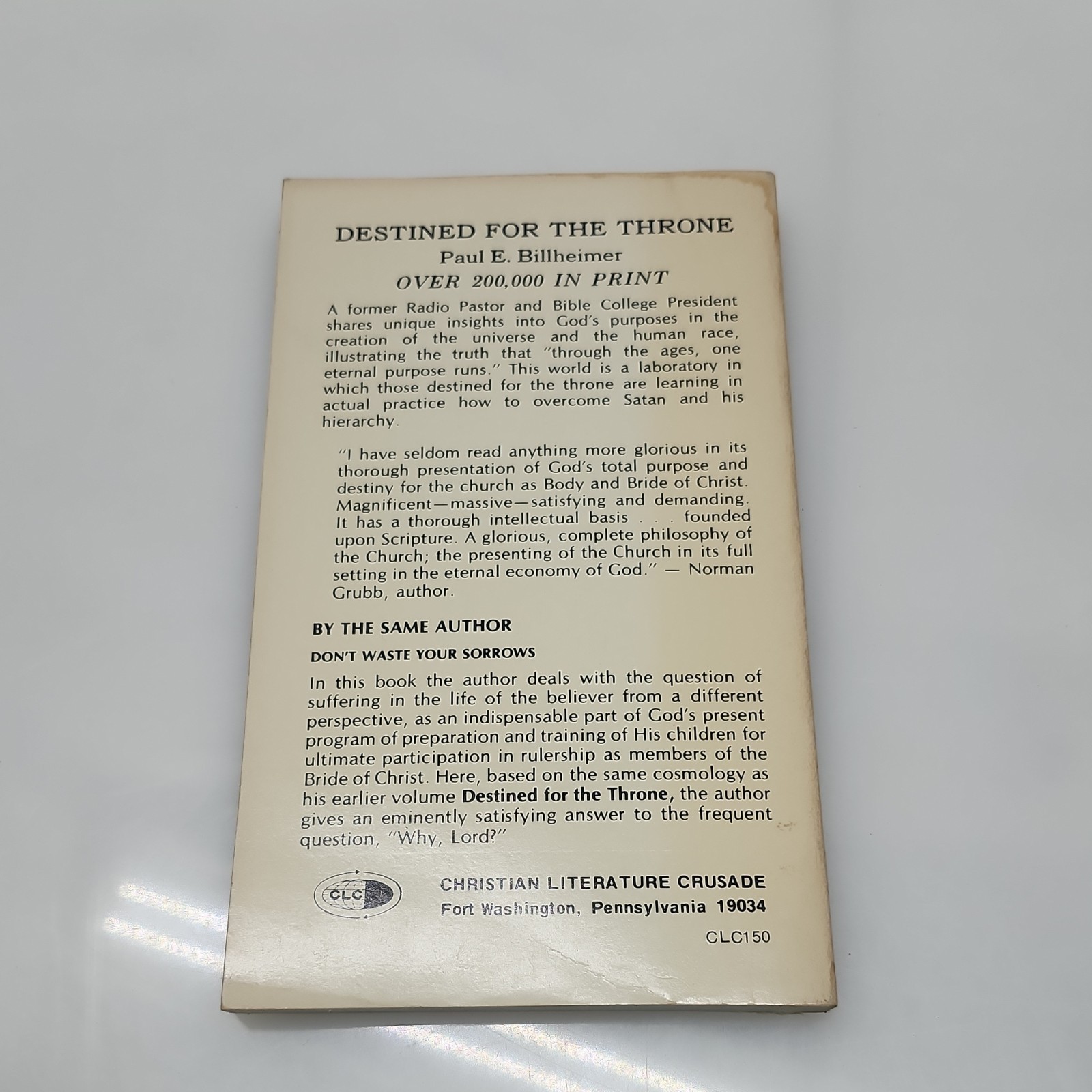 Destined For The Throne Paul E. Billheimer 1975