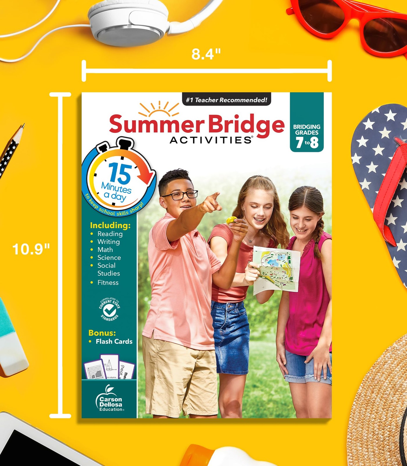 Summer Bridge Activities 7th to 8th Grade Workbook All Subjects 15 Minutes Daily