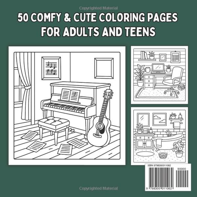 Cozy Spaces Coloring Book: Cute & Comfy for Adults and Teens, Find Calm and Colo
