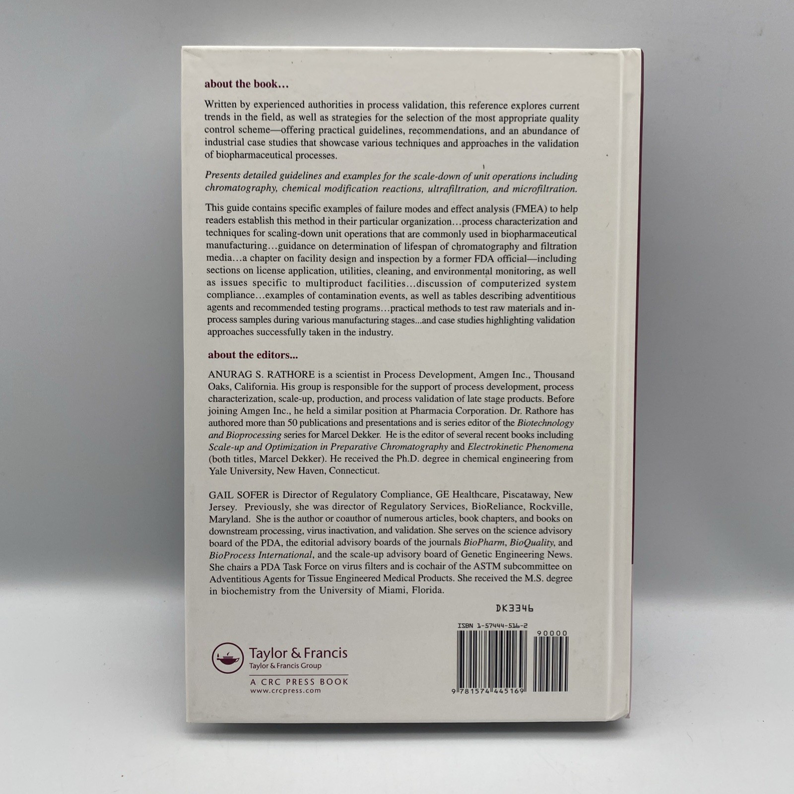 Process Validation in Manufacturing of Biopharmaceuticals by Gail K Sofer Book